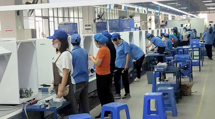 生產(chǎn)實況！金環(huán)電器開展客戶TCL滾筒衣服烘干機生產(chǎn)